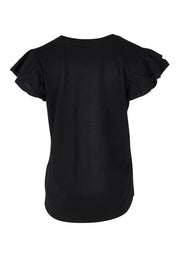 Product shot of the Ruffle Sleeve Top in colour Black (Black), from the back