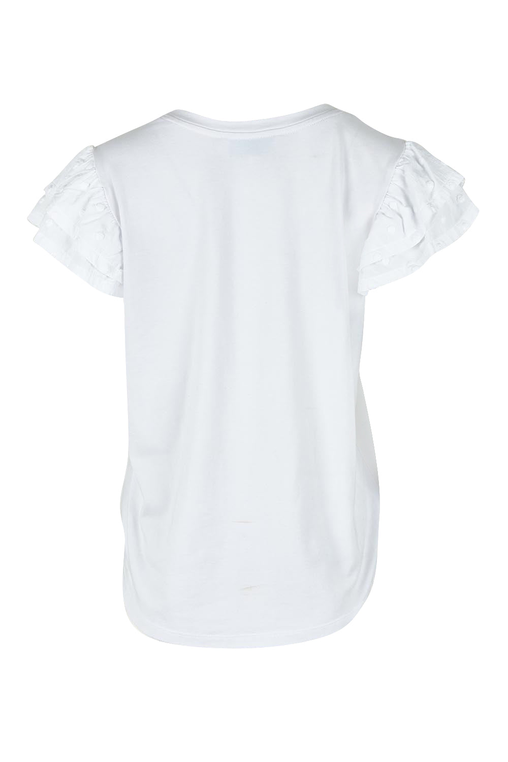 Product shot of the Ruffle Sleeve Top in colour White (White), from the back