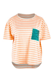 Product shot of the Sequin Pocket Tee in colour Sequins, from the front
