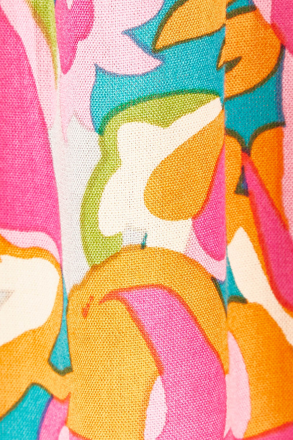 Product shot of the Button Through Shirt Dress in colour Boldfloral (Pink), detail