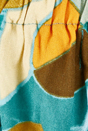Product shot of the Printed Wide Leg Pant in colour Geometric (Green), detail