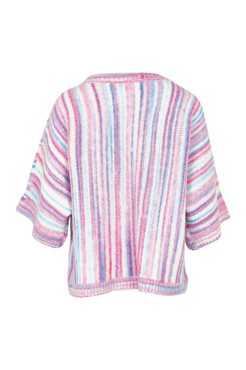 Product shot of the Striped Oversize Sweater in colour Candyfloss (Pink), from the back