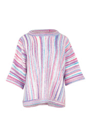 Product shot of the Striped Oversize Sweater in colour Candyfloss (Pink), from the front