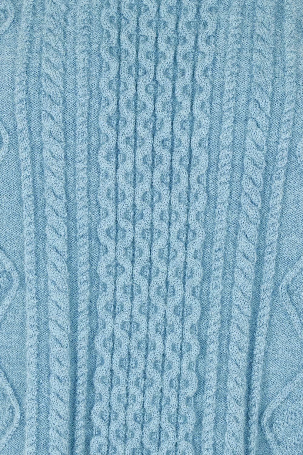 Product shot of the Cable Vest in colour Bluehaze (Blue), detail