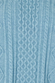 Product shot of the Cable Vest in colour Bluehaze (Blue), detail