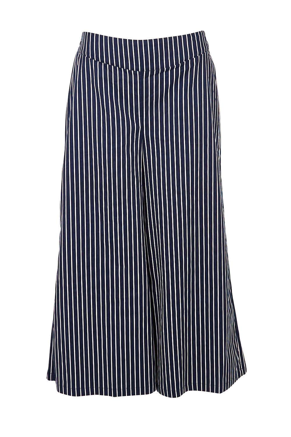 Product shot of the Striped Wide Leg Pant in colour Navywhite (Blue), from the front