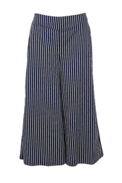 Product shot of the Striped Wide Leg Pant in colour Navywhite (Blue), from the front