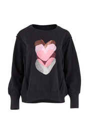 Product shot of the Heart Cotton Sweater in colour Black (Black), from the front