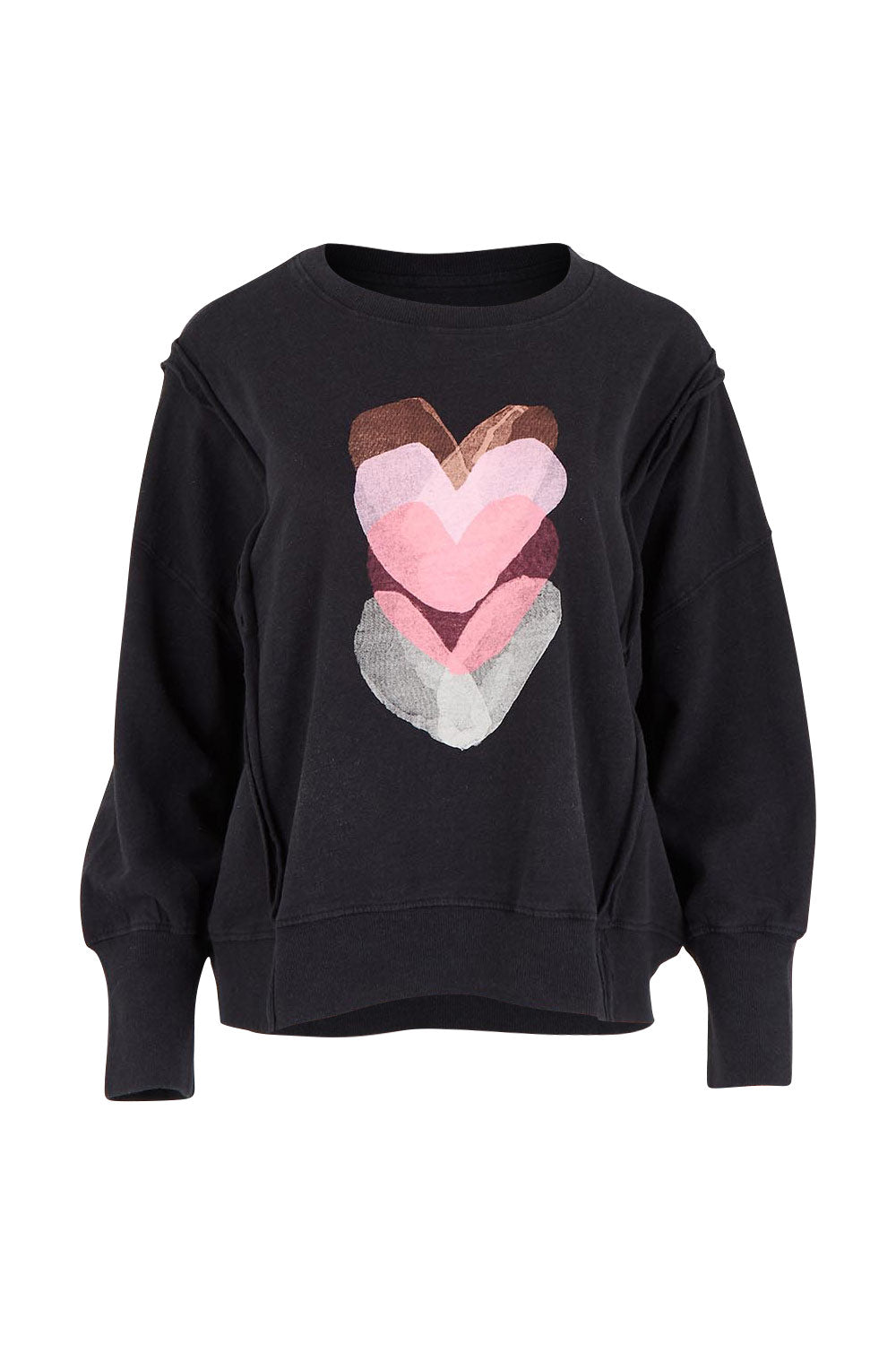 Product shot of the Heart Cotton Sweater in colour Black (Black), from the front