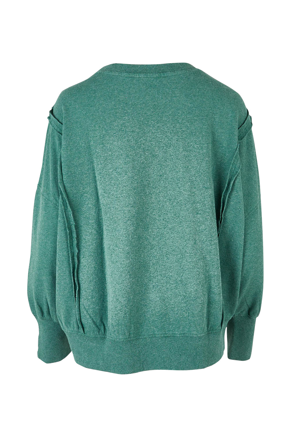 Product shot of the Heart Cotton Sweater in colour Hearts (Green), from the back