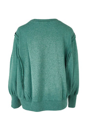 Product shot of the Heart Cotton Sweater in colour Hearts (Green), from the back