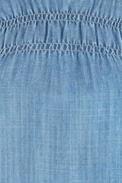 Product shot of the Frill Hem Dress in colour Blue (Blue), detail