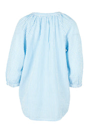 Product shot of the Summer Stripe Cotton Blouse in colour Bluestripe (Blue), from the back