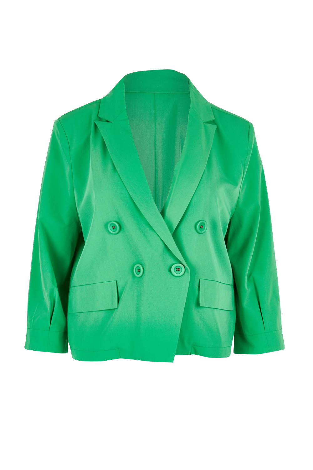 Product shot of the Double Breasted Blazer in colour Applegrn (Green), from the front