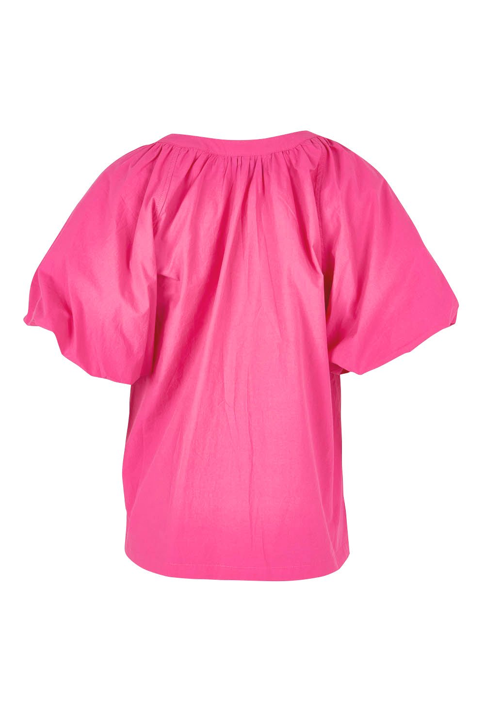 Product shot of the Puff Sleeve Cotton Shirt in colour Carnation (Pink), from the back