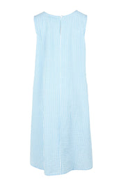 Product shot of the Summer Stripe Cotton Tank Dress in colour Bluestripe (Blue), from the back