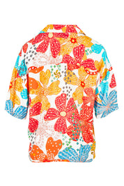 Product shot of the Open Collared Shirt in colour Flower, from the back