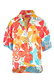 Product shot of the Open Collared Shirt in colour Flower, from the front