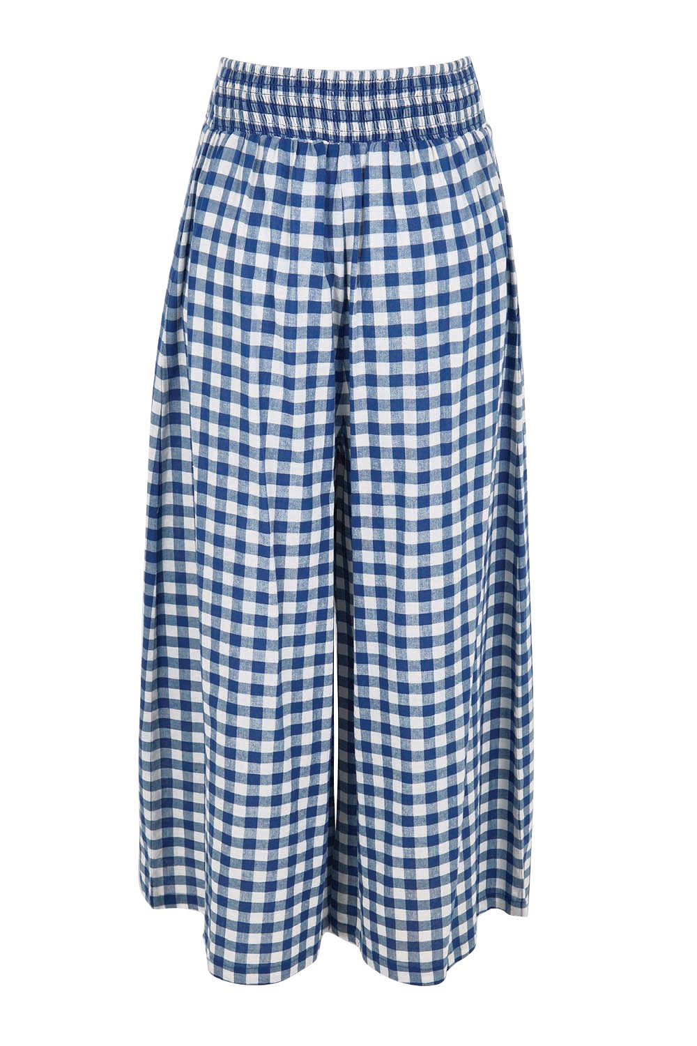 Product shot of the Cotton Waist Tie Pants – Bluewhite in colour Bluewhite, from the back