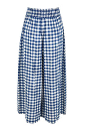 Product shot of the Cotton Waist Tie Pants – Bluewhite in colour Bluewhite, from the back