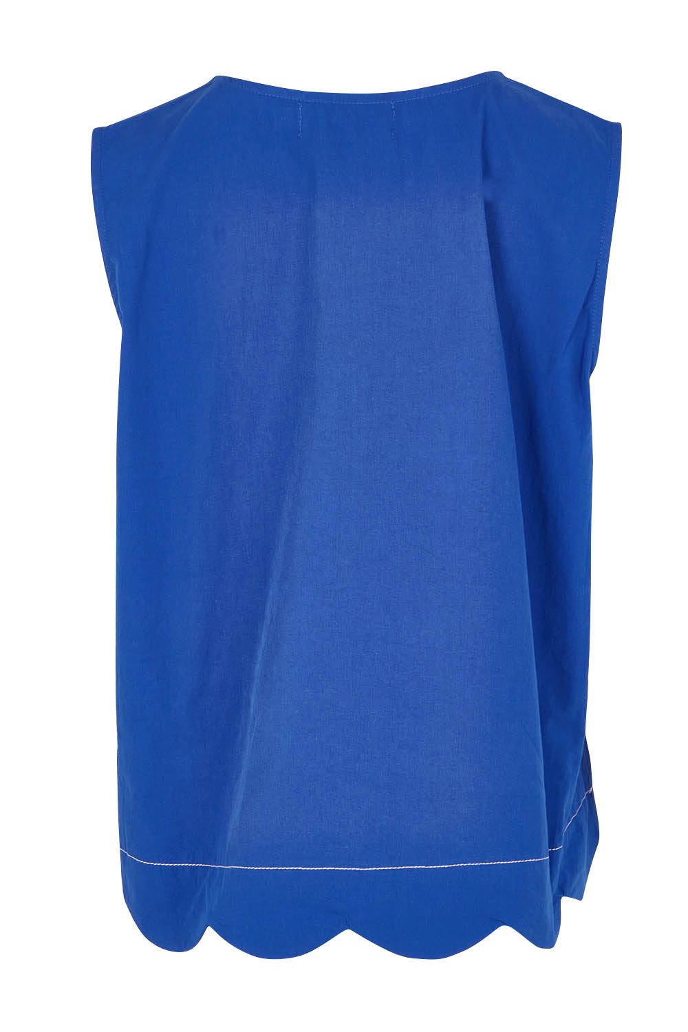 Product shot of the Scalloped Hem Cotton Tank in colour Palaceblue (Blue), from the back