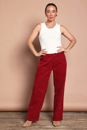 Cotton Blend Corduroy Pant – Wine