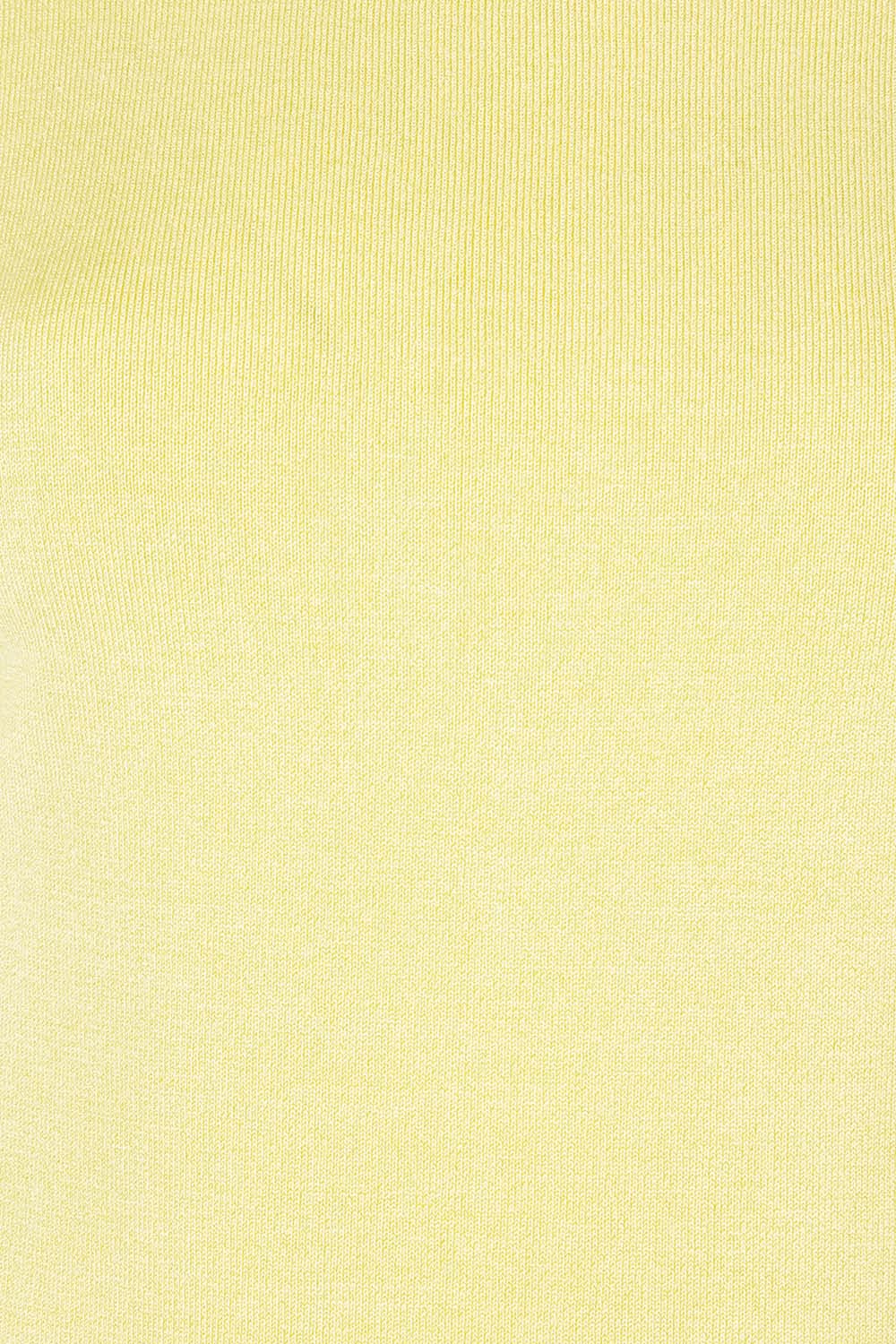 Product shot of the Short Sleeve Knit Top in colour Yellow, detail