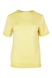 Product shot of the Short Sleeve Knit Top in colour Yellow, from the front