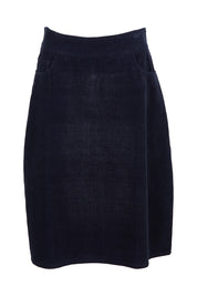 Product shot of the Cotton Corduroy A Line Skirt in colour Deepblue (Blue), from the front