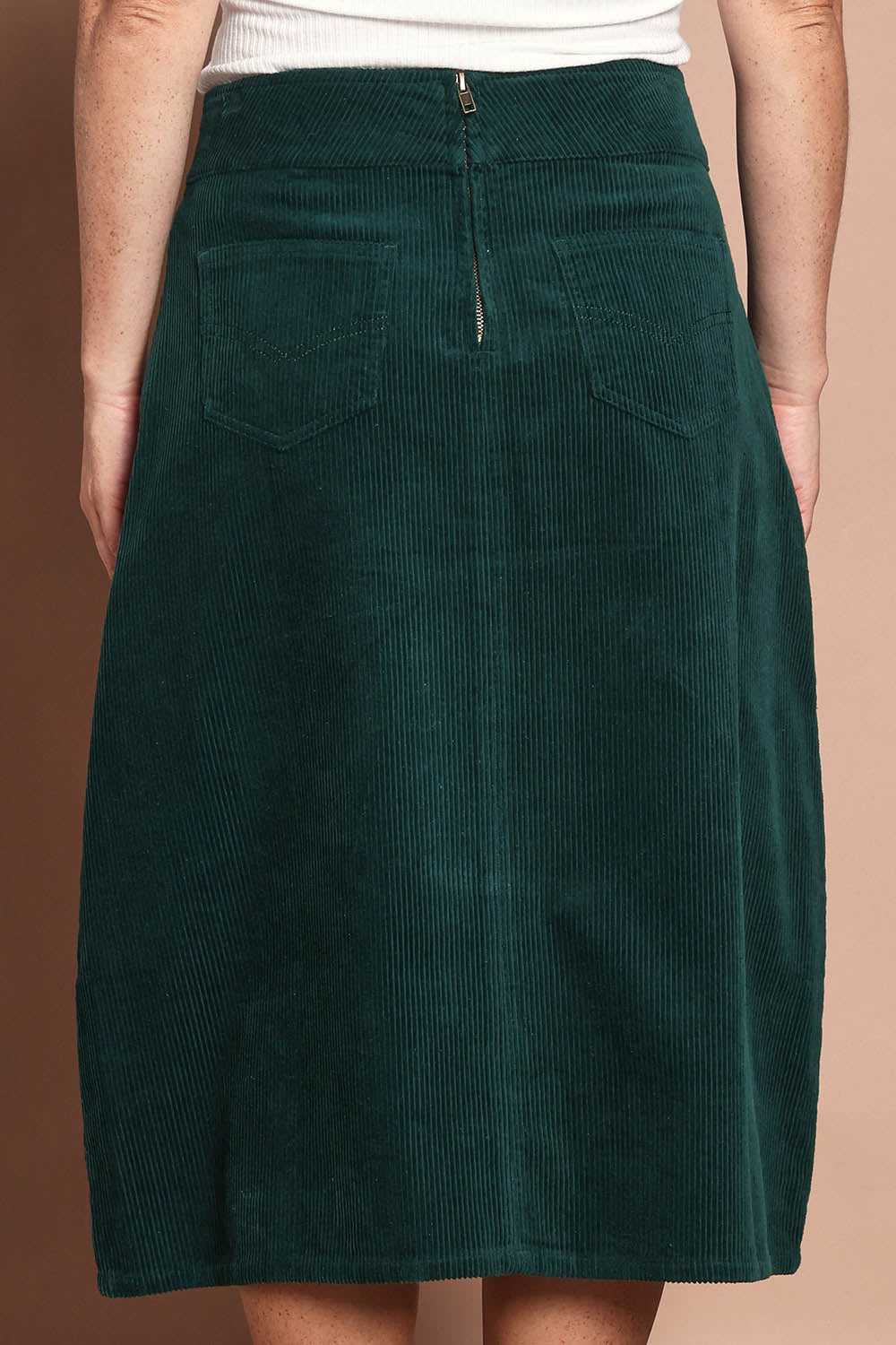 Cotton Corduroy A Line Skirt – Emerald