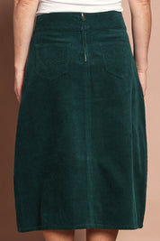Cotton Corduroy A Line Skirt – Emerald