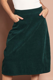 Cotton Corduroy A Line Skirt – Emerald