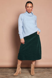 Cotton Corduroy A Line Skirt – Emerald