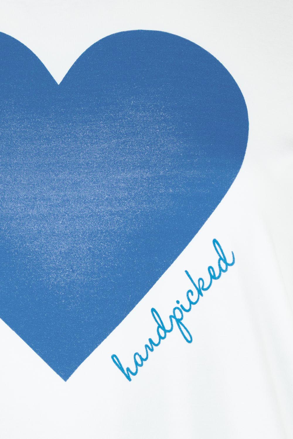 Product shot of the Mercerized Cotton Love Tee in colour Boldblue (Blue), detail