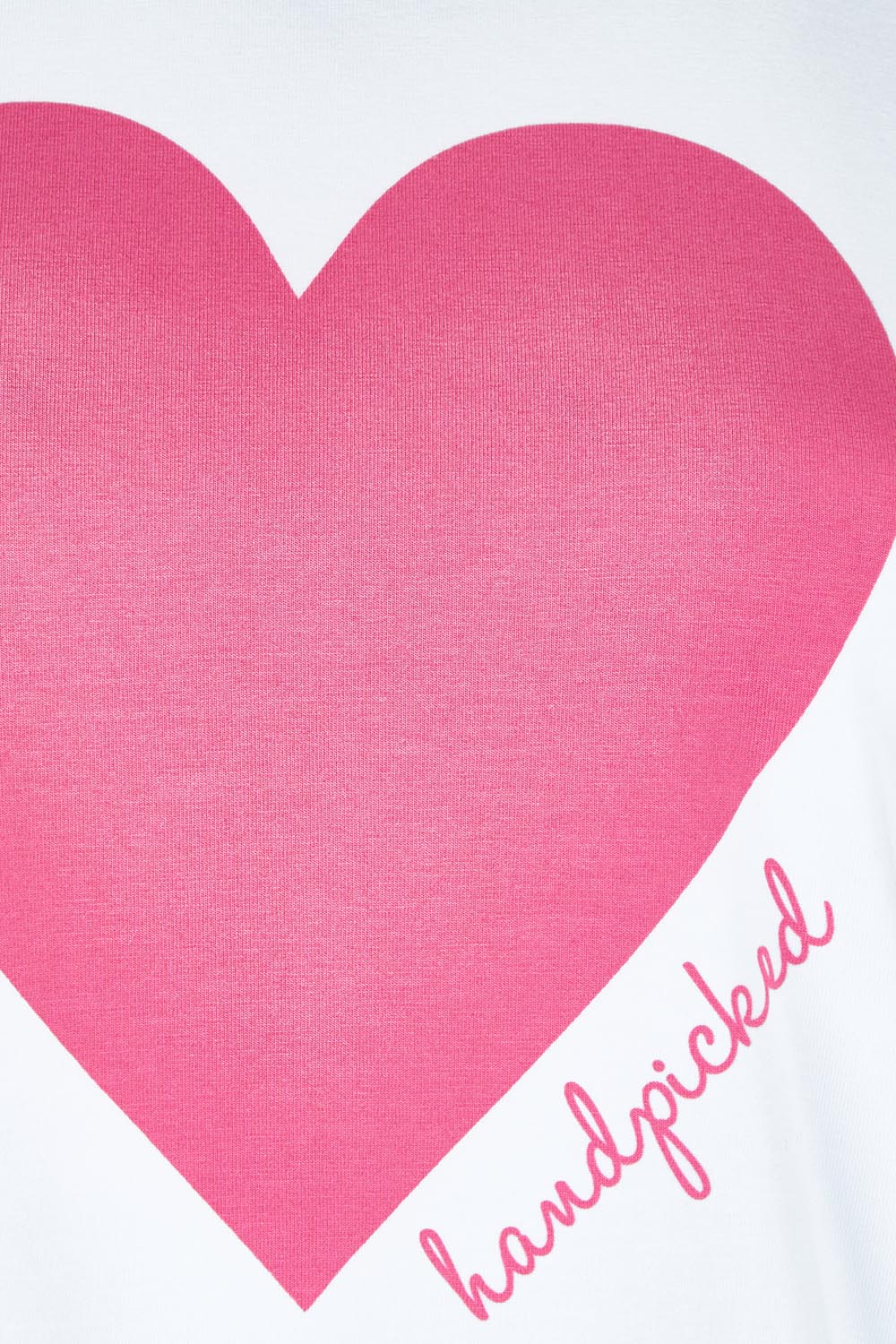 Product shot of the Mercerized Cotton Love Tee in colour Pinkheart (Pink), detail