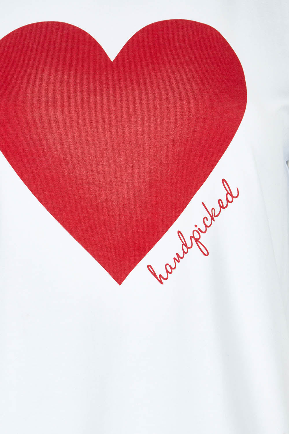 Product shot of the Mercerized Cotton Love Tee in colour White (White), detail