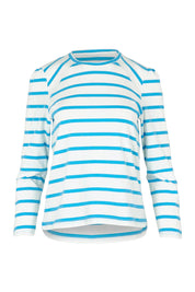 Product shot of the Cotton Stripe Long Sleeve Top in colour Bluewhite (Blue), from the front