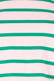 Product shot of the Cotton Stripe Long Sleeve Top in colour Pinkgreen (Green), detail