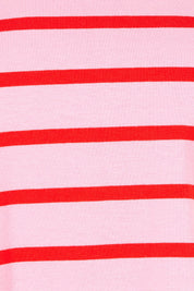 Product shot of the Cotton Stripe Long Sleeve Top in colour Redpink (Pink), detail
