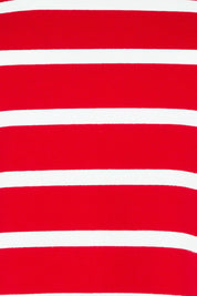 Product shot of the Cotton Stripe Long Sleeve Top in colour Redwhite (Red), detail