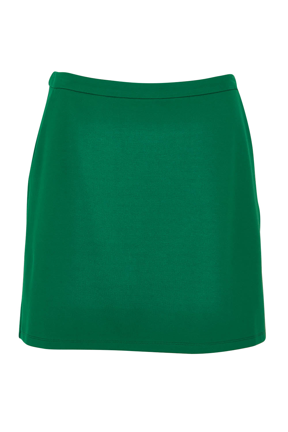 Product shot of the Ponte Mini Skirt in colour Green (Green), from the front