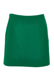 Product shot of the Ponte Mini Skirt in colour Green (Green), from the front