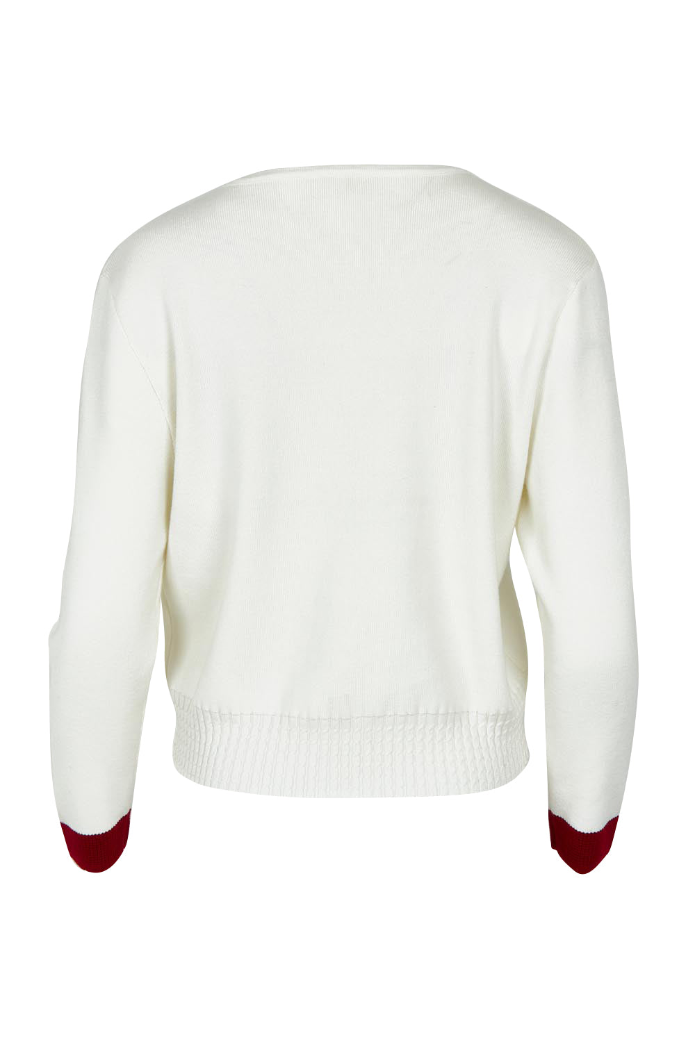 Product shot of the Cotton Blend Heart Button Cardigan in colour Whiteheart (White), from the back