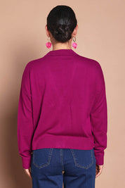 Relaxed Collar Cardigan – Magenta