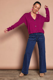 Relaxed Collar Cardigan – Magenta