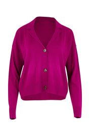 Relaxed Collar Cardigan – Magenta