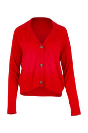 Relaxed Collar Cardigan – Red