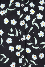 Product shot of the Cotton Button Up Shirt in colour Floret (Black), detail
