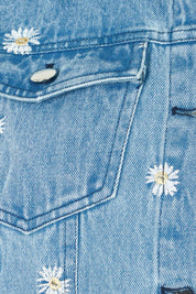 Product shot of the Daisy Denim Jacket in colour Daisy (Blue), detail