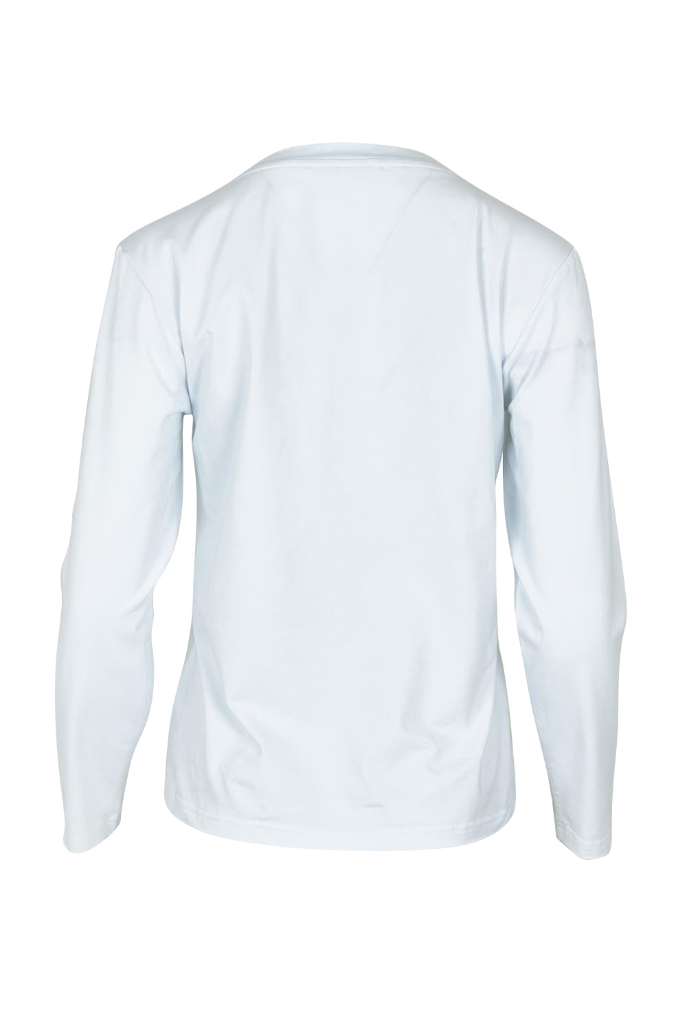 Product shot of the Mercerized Cotton Love Long Sleeve Tee in colour Green (Green), from the back